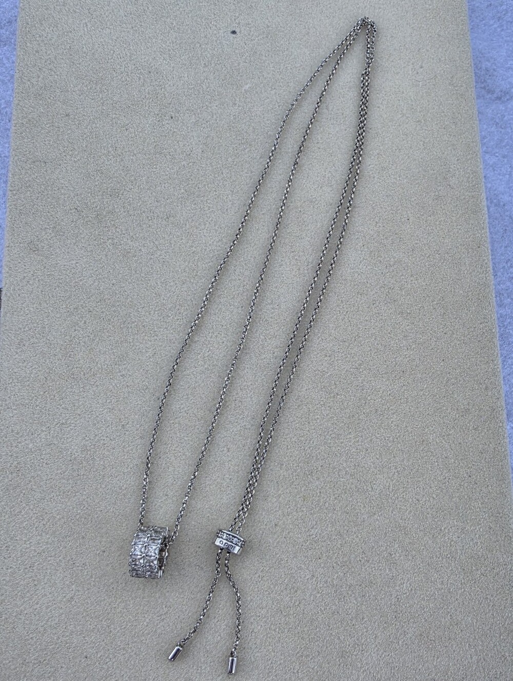 APM Monaco: 925 Silver Baguette Crystal Barrel Adjustable Necklace